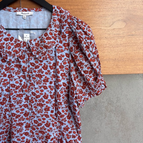 NWT Madewell Collared Puff-Sleeve Mini Dress in Piccola Floral, Size 6 - Picture 10 of 16